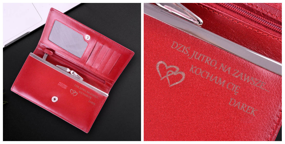 zdjęcie portfela z grawerunkiem laserowym